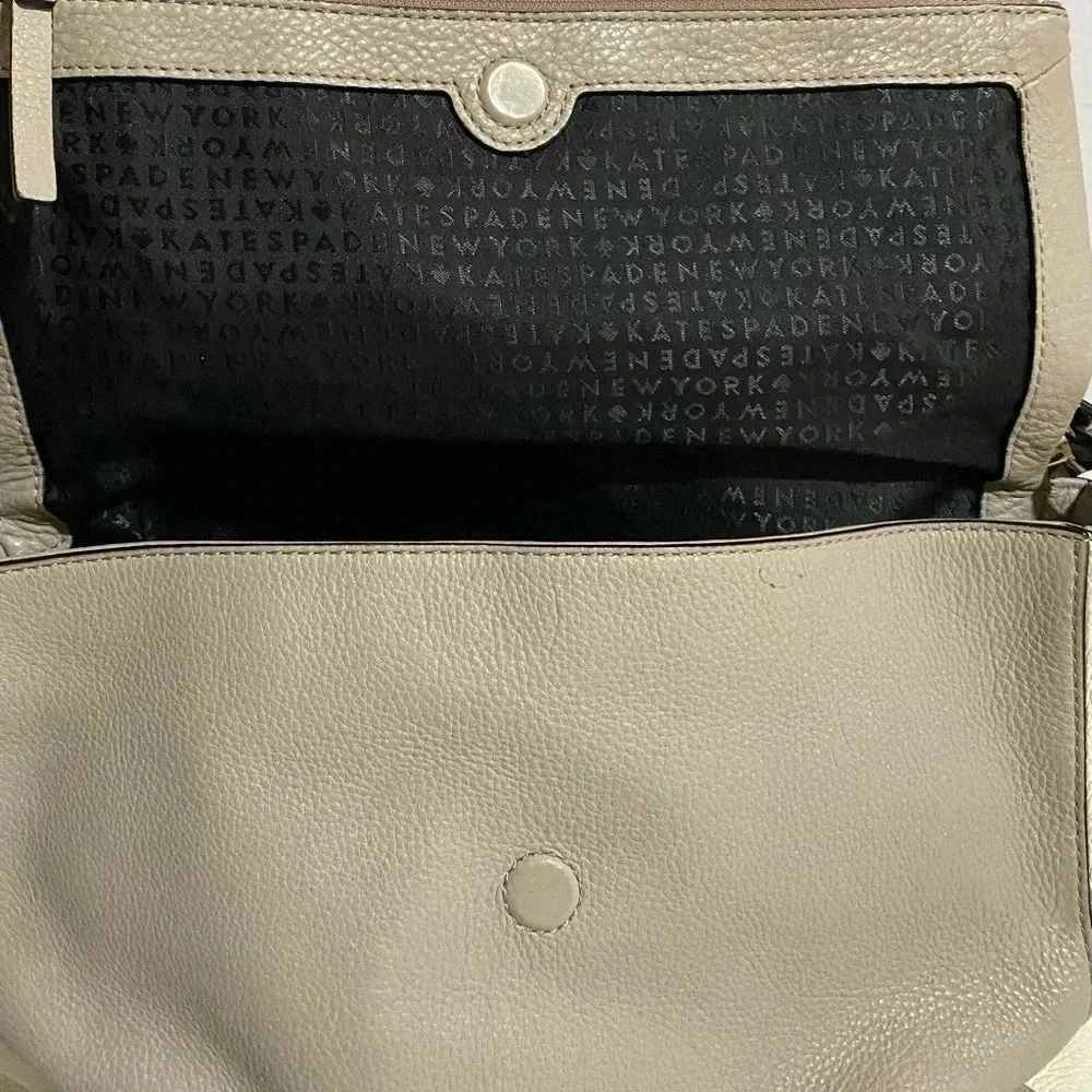 Kate spade grey white black leather satchel handbag